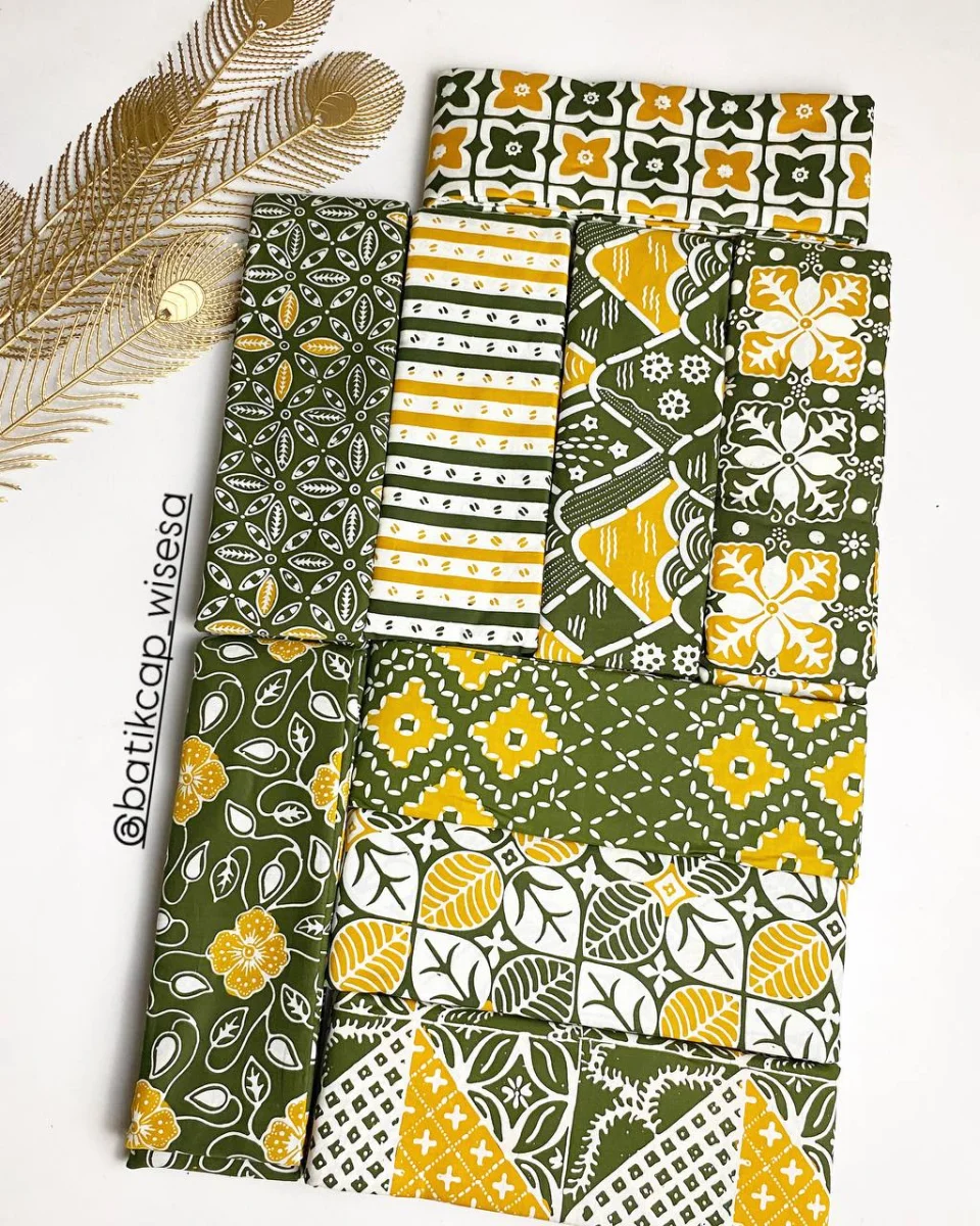 Batik Cap 2 warna, Hijau-Kuning