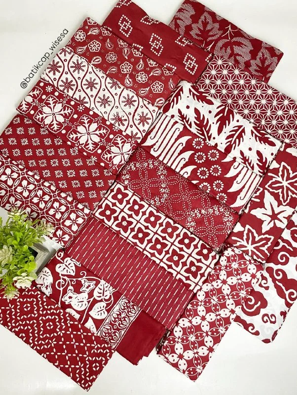 Kain Batik Cap Garutan warna Merah