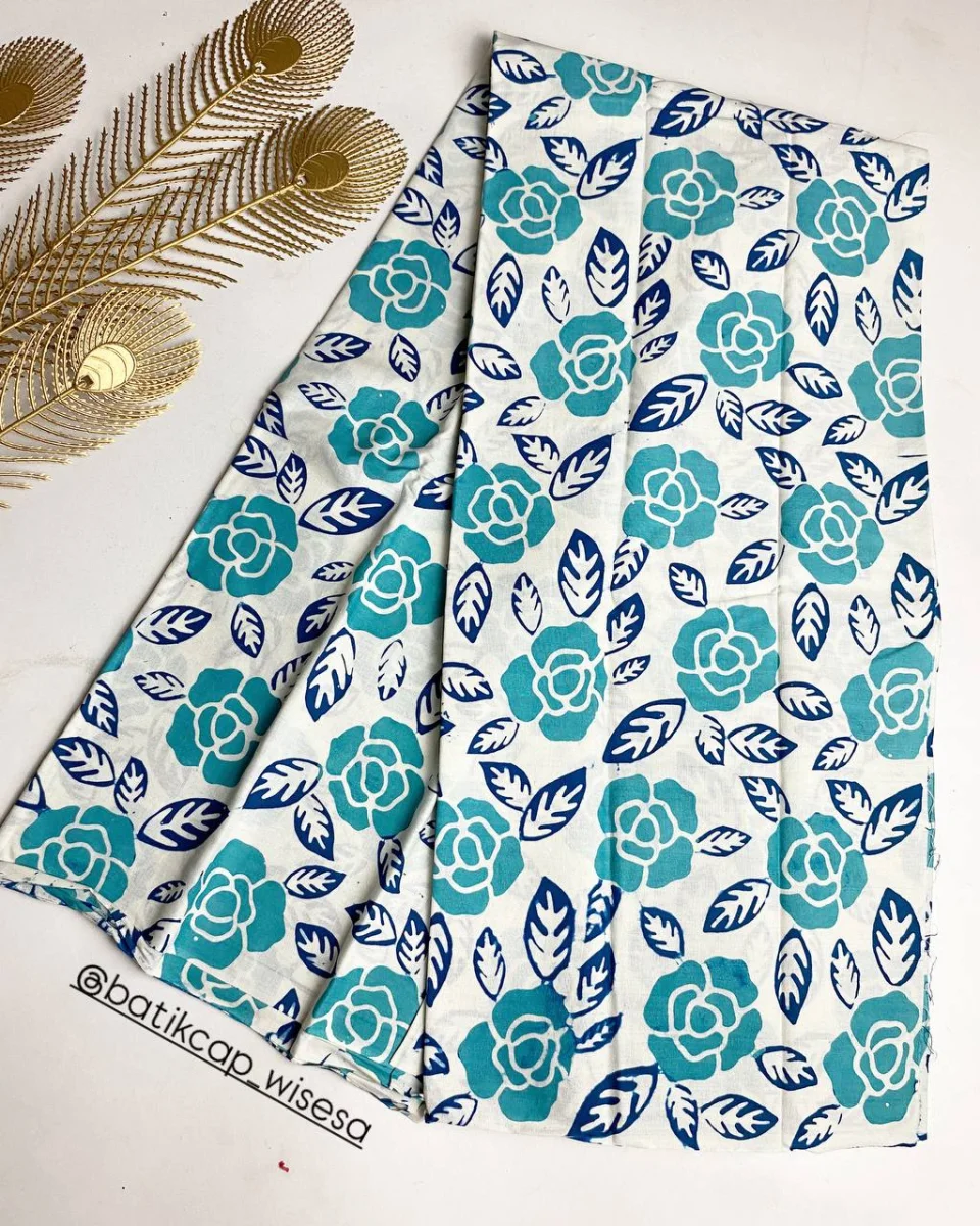 Batik Cap 2 warna Tosca-Biru