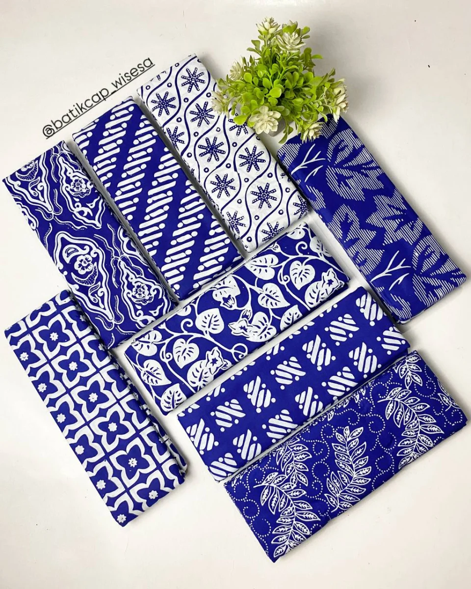 Kain Batik Cap Garutan warna Biru